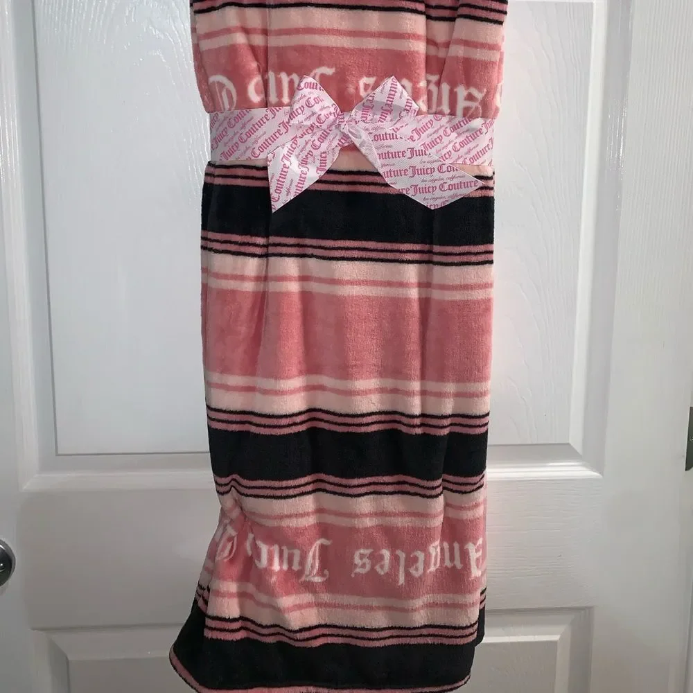 NWT Pink & Black Juicy Striped Throw Blanket